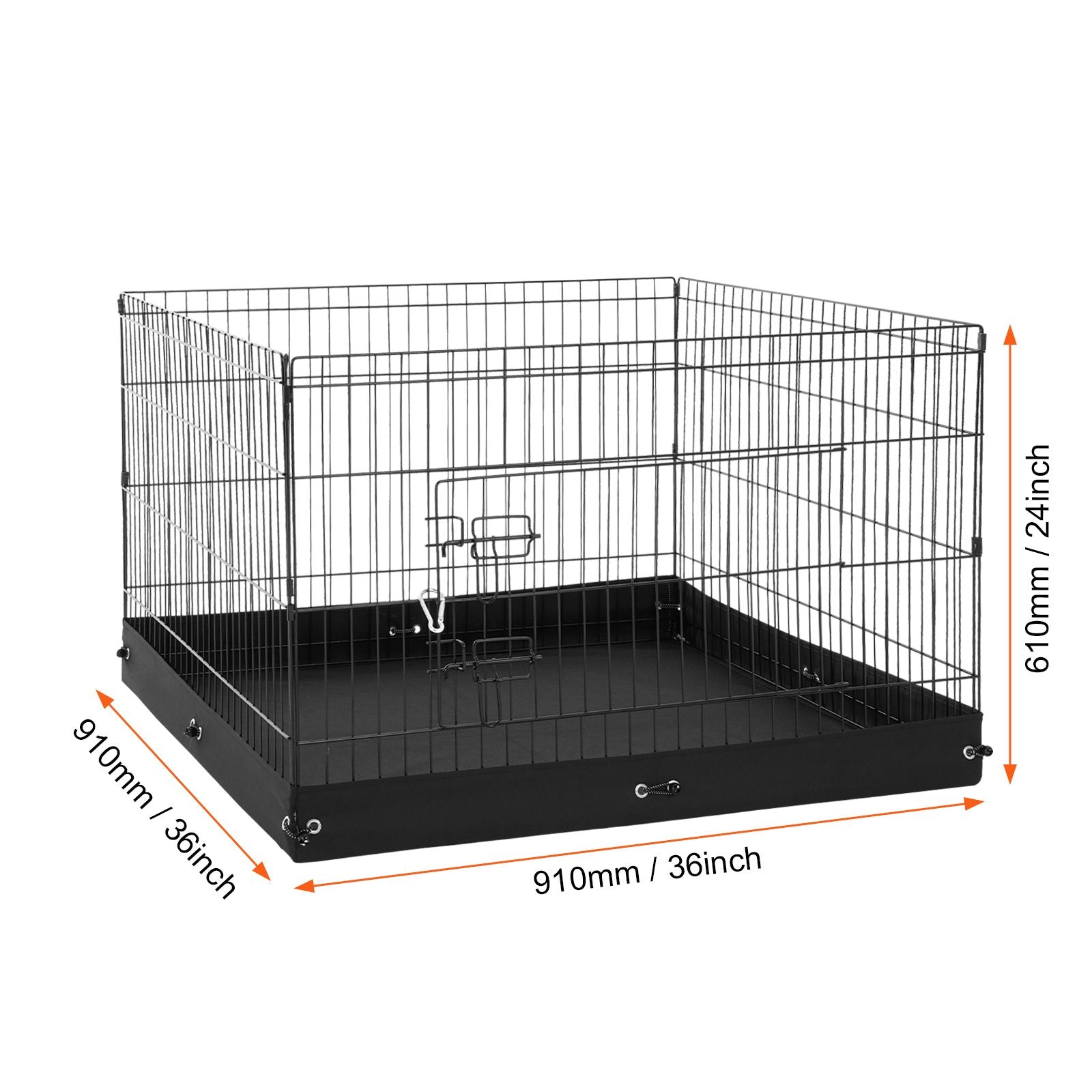Dog Playpen, 4 Pcs 24 x 36 in Panels Foldable Metal Pet Exercise Pen, Dog Fence Indoor and Outdoor Pen with Door and 600D Oxford Fabric Bottom Pad, for Dogs, Cats and Other Small Animals