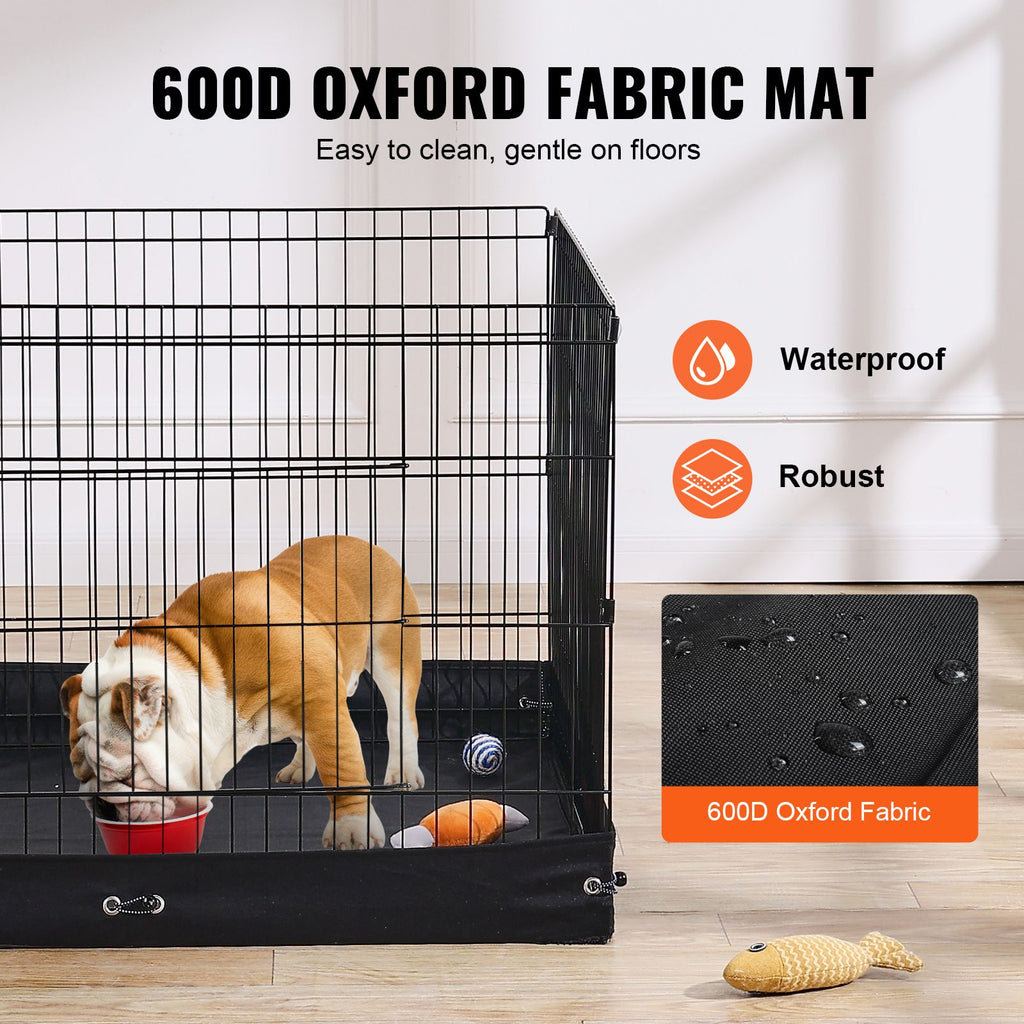 Dog Playpen, 4 Pcs 24 x 36 in Panels Foldable Metal Pet Exercise Pen, Dog Fence Indoor and Outdoor Pen with Door and 600D Oxford Fabric Bottom Pad, for Dogs, Cats and Other Small Animals