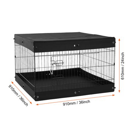 Dog Playpen, 4 Pcs 24 x 36 in Panels Foldable Metal Pet Exercise Pen, Dog Fence Indoor and Outdoor Pen with Door, Top Cover, and Bottom Pad, Pet Playpen for Dogs, Cats and Other Small Animals