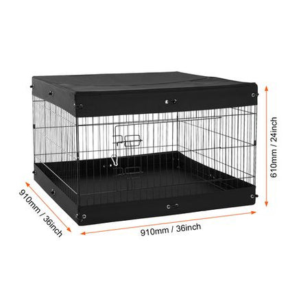 Dog Playpen, 4 Pcs 24 x 36 in Panels Foldable Metal Pet Exercise Pen, Dog Fence Indoor and Outdoor Pen with Door, Top Cover, and Bottom Pad, Pet Playpen for Dogs, Cats and Other Small Animals