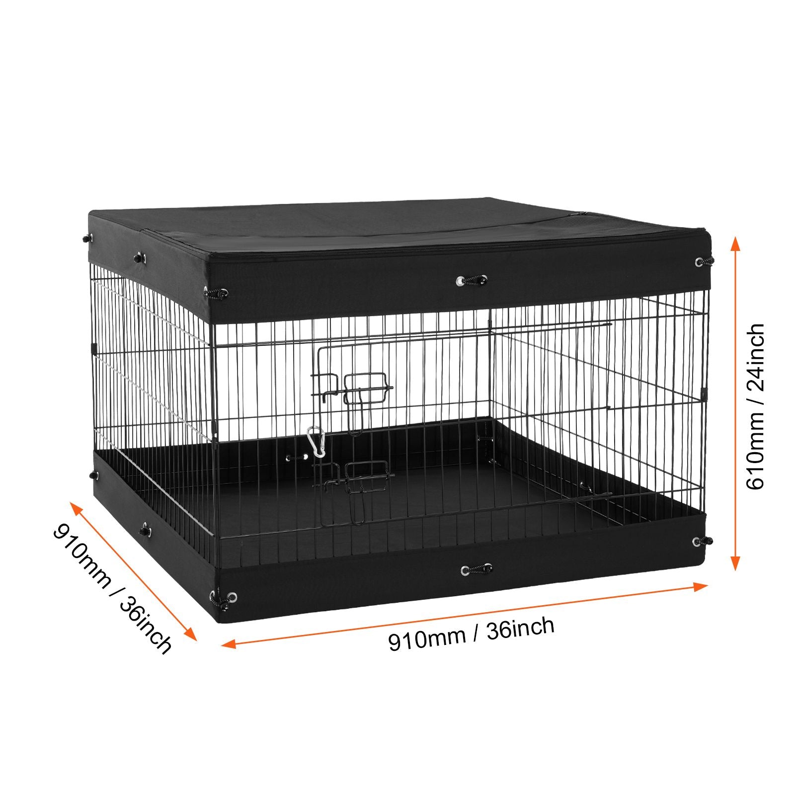 Dog Playpen, 4 Pcs 24 x 36 in Panels Foldable Metal Pet Exercise Pen, Dog Fence Indoor and Outdoor Pen with Door, Top Cover, and Bottom Pad, Pet Playpen for Dogs, Cats and Other Small Animals