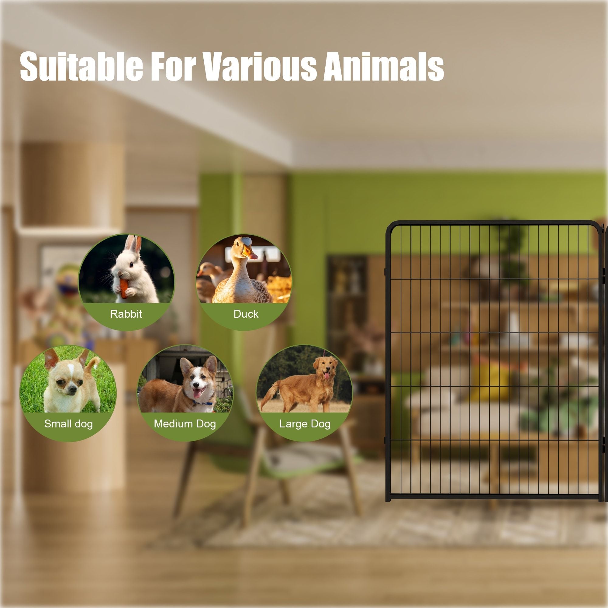 Dog Playpen, 40 Inch 16 Panels Puppy Playpen, Dog Exercise Pen for Large/Medium/Small Dogs, Foldable Dog Pen with Doors for RV, Camping, Yard