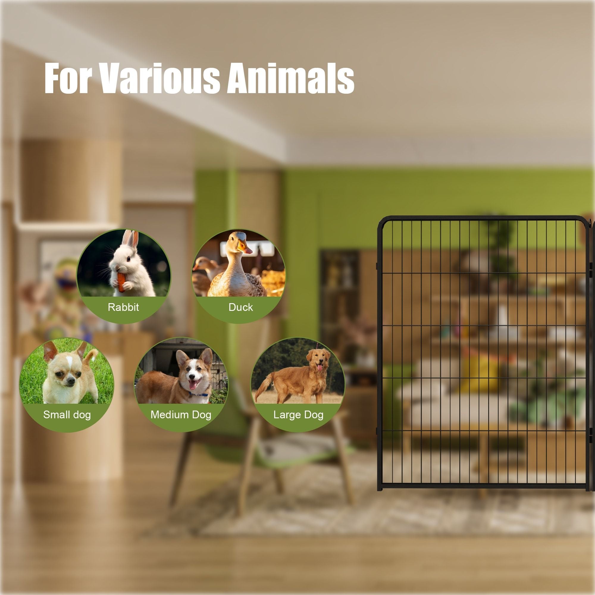 Dog Playpen, 40 Inch 8 Panels Puppy Playpen, Dog Exercise Pen for Large/Medium/Small Dogs, Foldable Dog Pen with Doors for RV, Camping, Yard