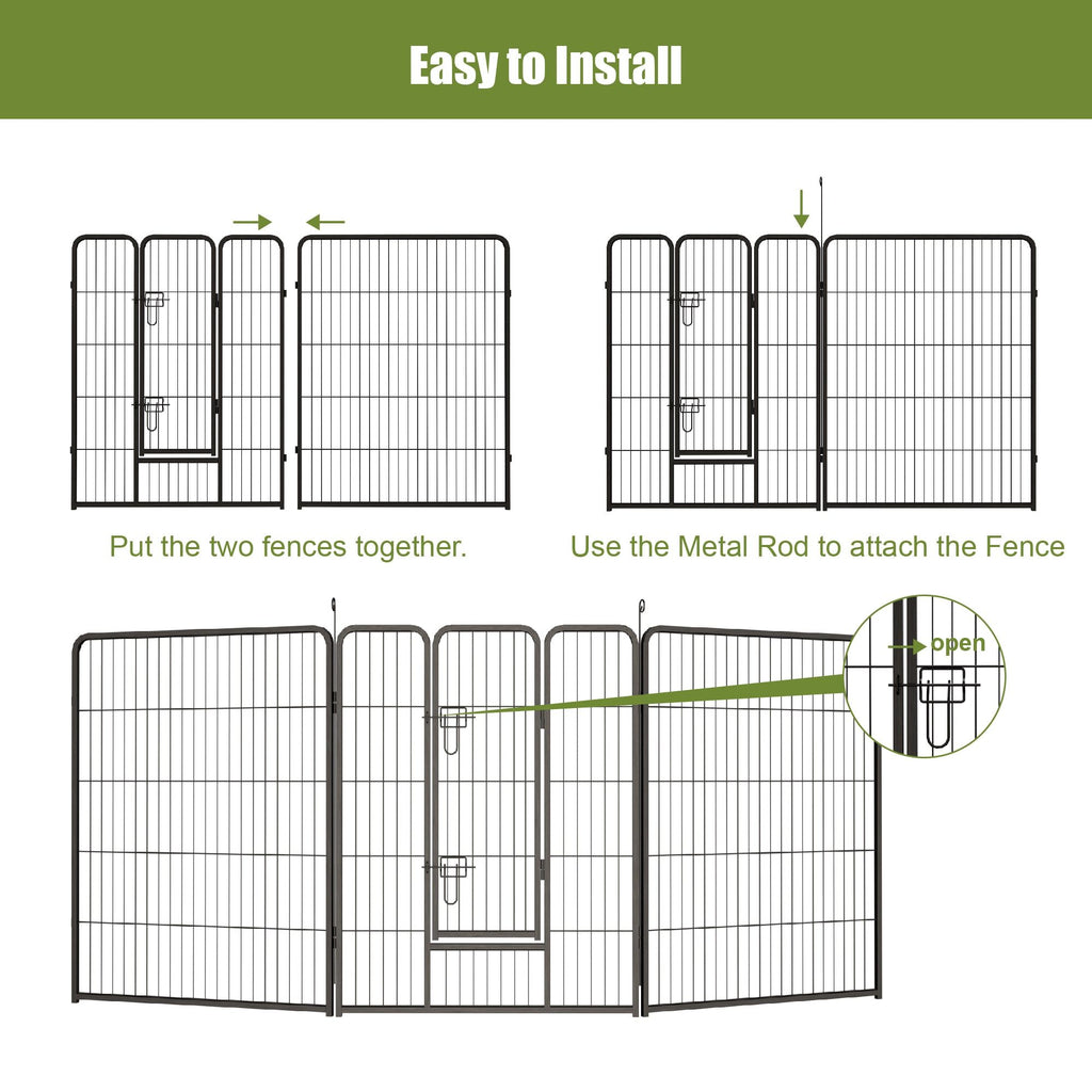 Dog Playpen, 40 Inch 8 Panels Puppy Playpen, Dog Exercise Pen for Large/Medium/Small Dogs, Foldable Dog Pen with Doors for RV, Camping, Yard