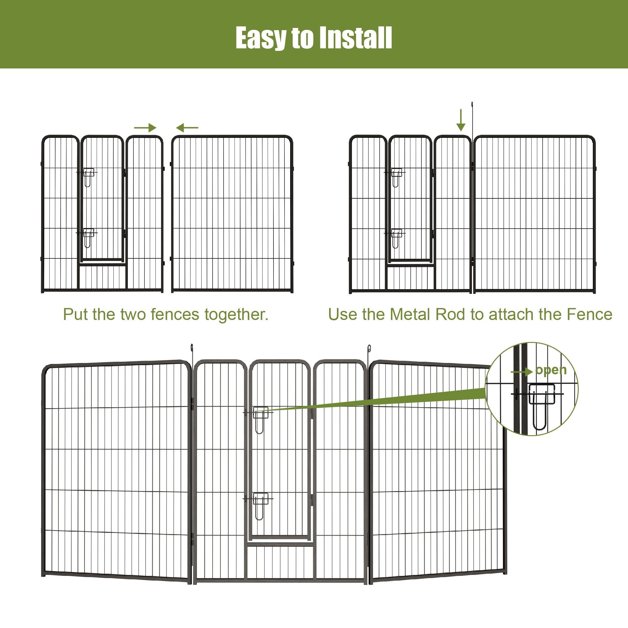 Dog Playpen, 40 Inch 8 Panels Puppy Playpen, Dog Exercise Pen for Large/Medium/Small Dogs, Foldable Dog Pen with Doors for RV, Camping, Yard