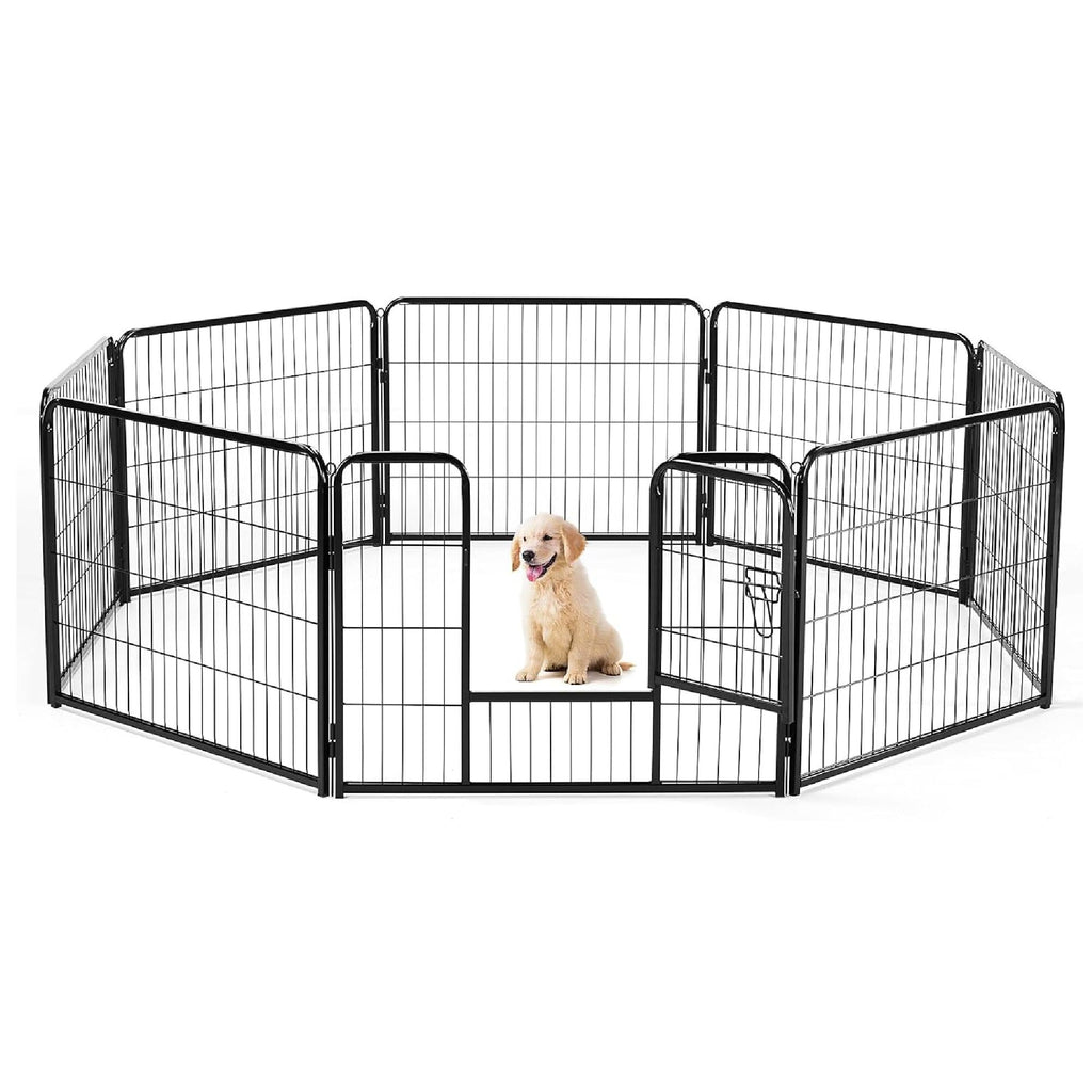 Dog Playpen, 40 Inch 8 Panels Puppy Playpen, Dog Exercise Pen for Large/Medium/Small Dogs, Foldable Dog Pen with Doors for RV, Camping, Yard