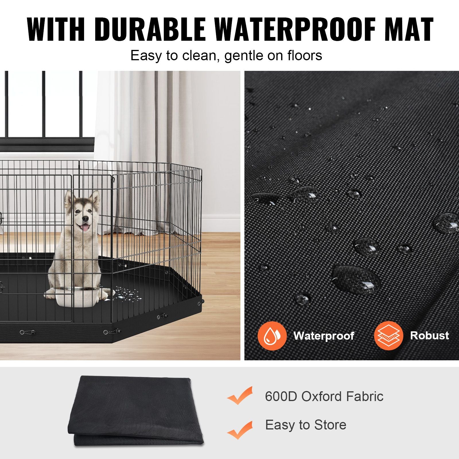 Adjustable 24" Dog Playpen with 8 Panels & everyday Bottom Mat