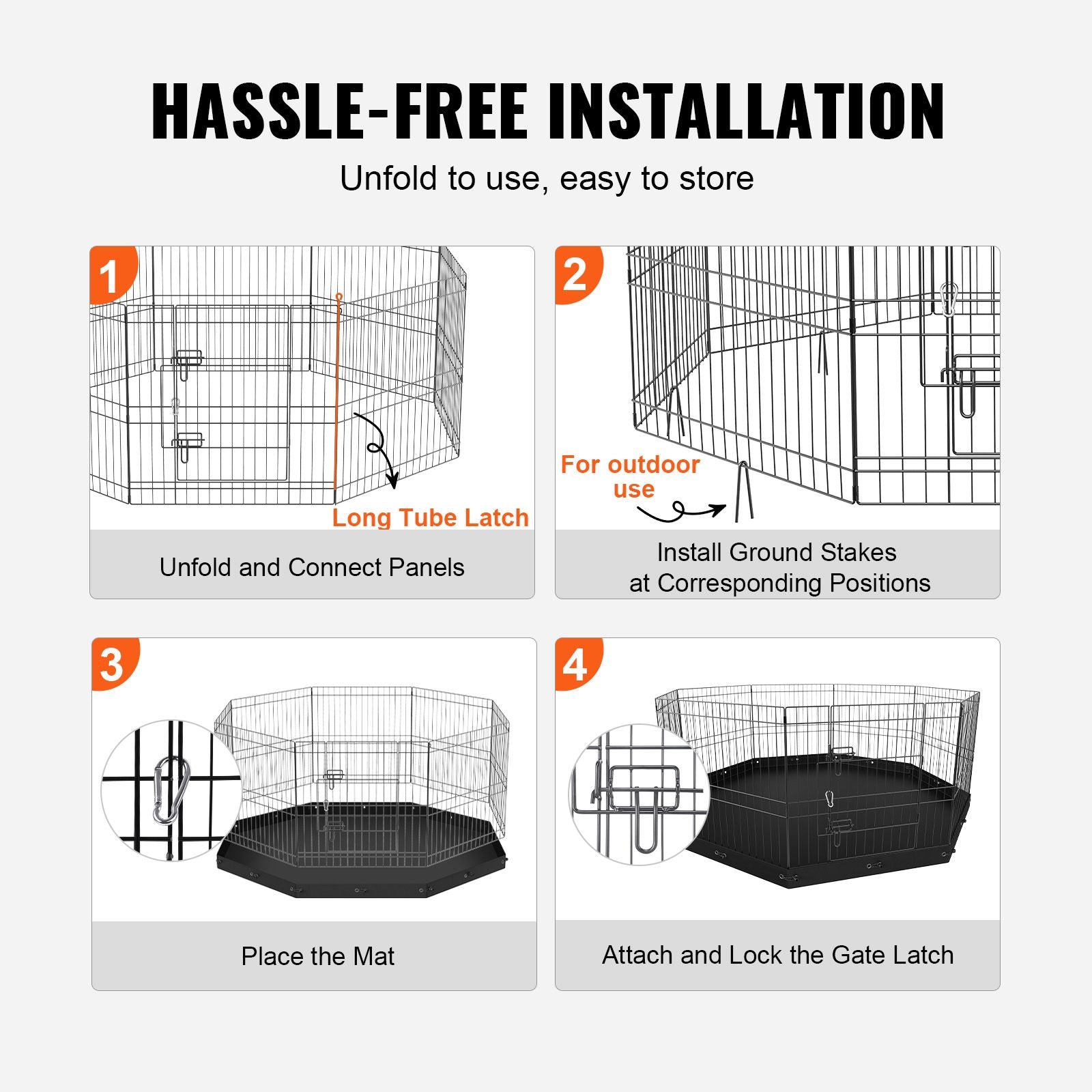 Adjustable 24" Dog Playpen with 8 Panels & everyday Bottom Mat