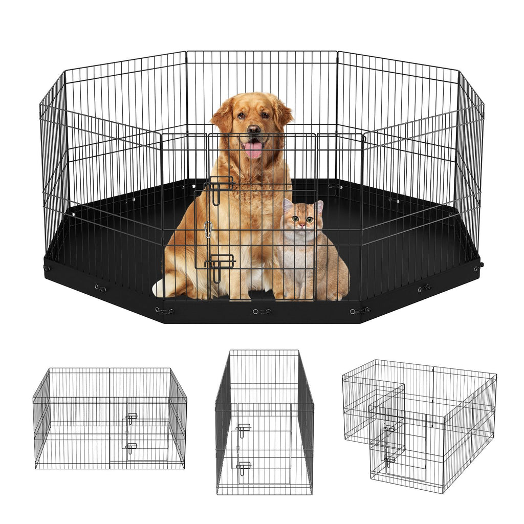 Adjustable 24" Dog Playpen with 8 Panels & everyday Bottom Mat