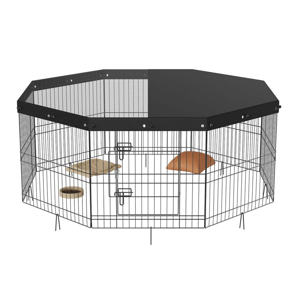 Foldable Dog Playpen with Top Cover, 24" H - Secure and Spacious