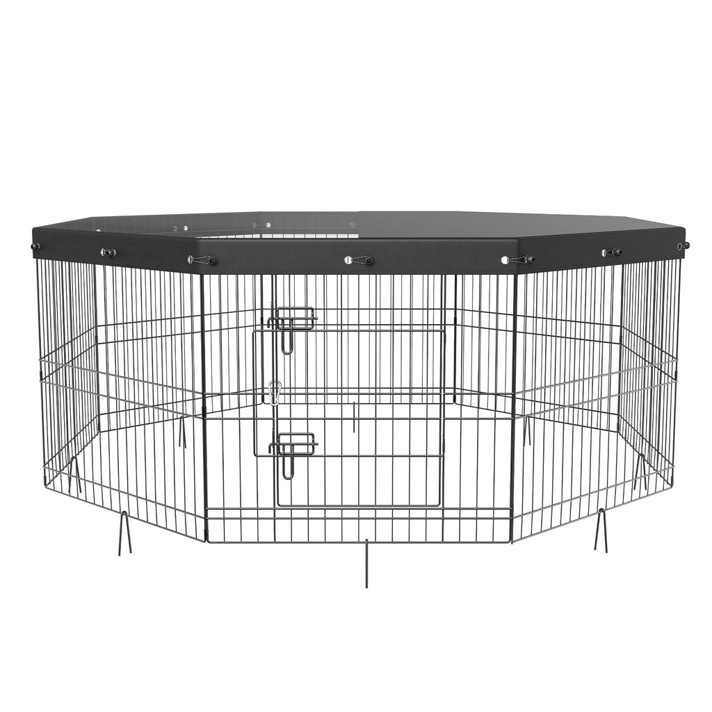 Foldable Dog Playpen with Top Cover, 24" H - Secure and Spacious