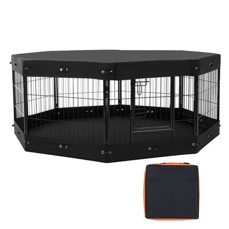 Foldable structured Dog Playpen with Top Cover & Ground Mat