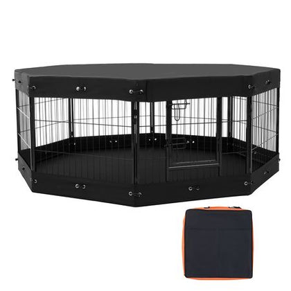 Foldable structured Dog Playpen with Top Cover & Ground Mat