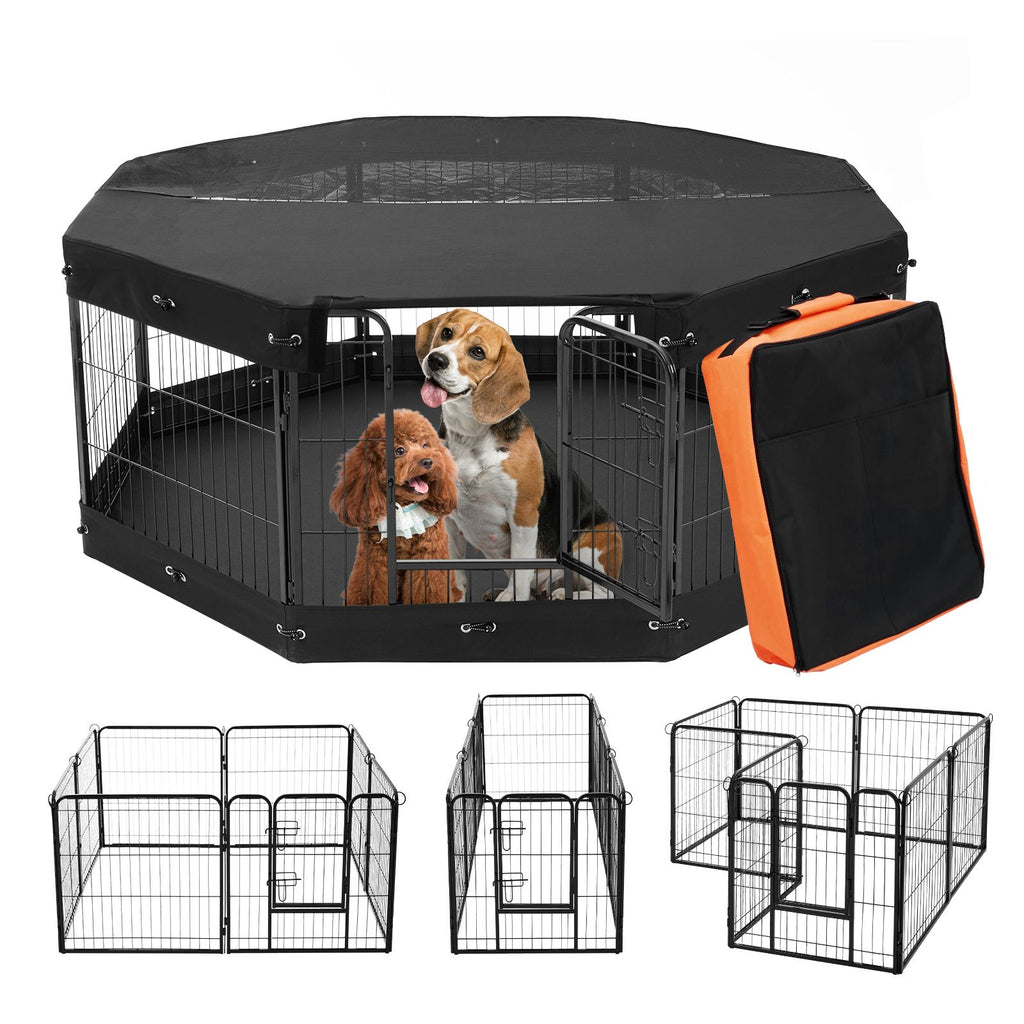 Foldable structured Dog Playpen with Top Cover & Ground Mat