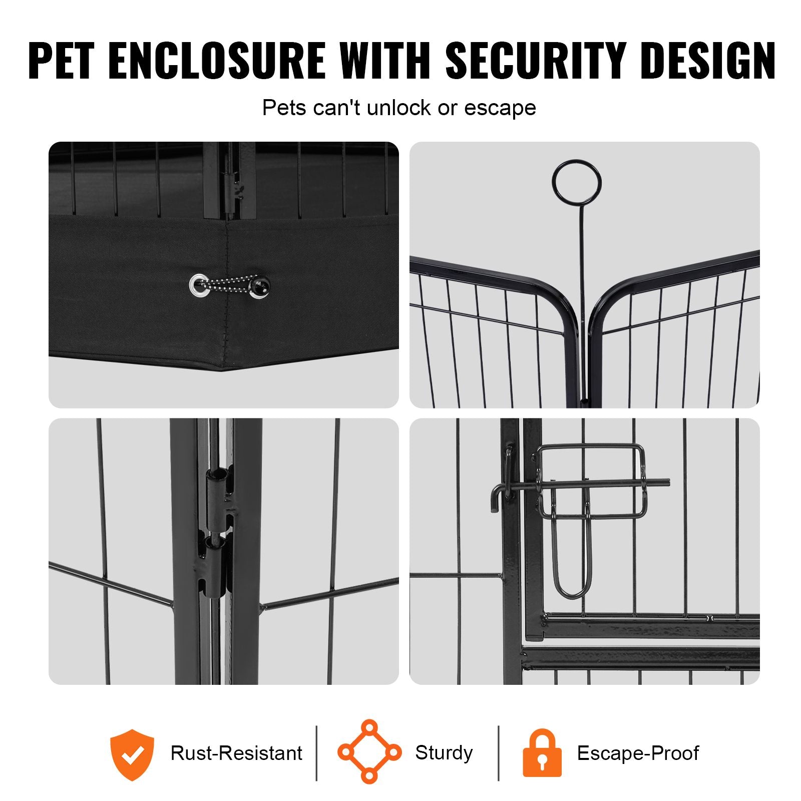 Foldable structured Dog Playpen with Top Cover & Ground Mat