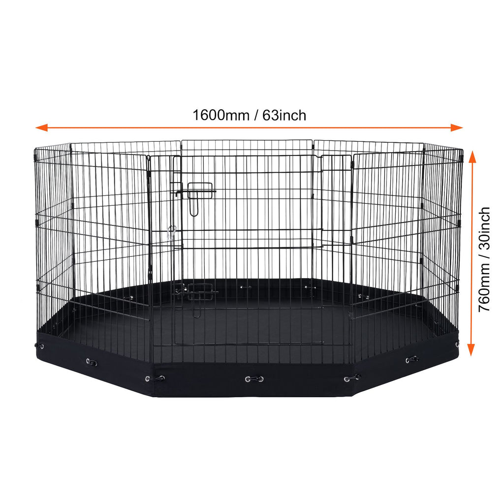 Dog Playpen, 8 Pcs 30"H x 24"W Panels Foldable Metal Pet Exercise Pen, Dog Fence Indoor and Outdoor Pen with Door, 600D Oxford Fabric Bottom Pad, Pet Playpen for Dogs, Cats, Other Small Animals