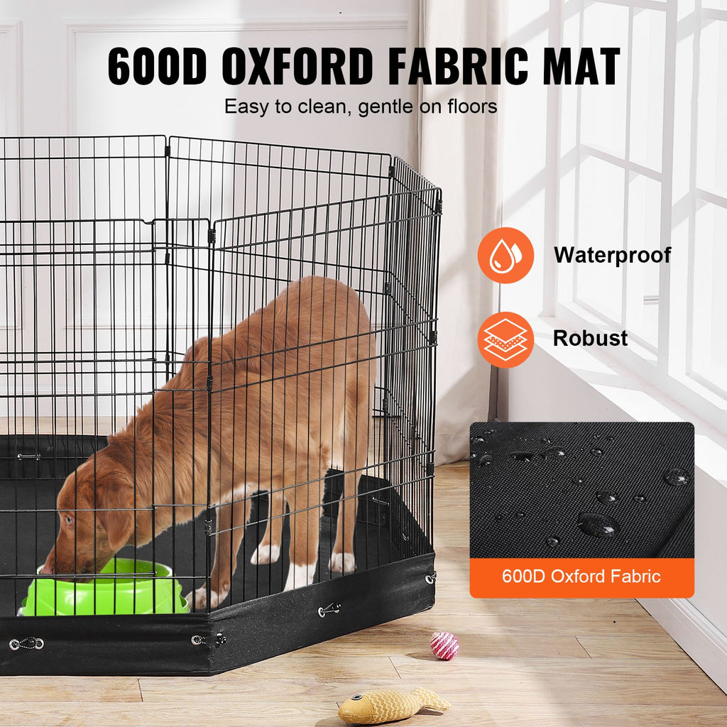 Dog Playpen, 8 Pcs 30"H x 24"W Panels Foldable Metal Pet Exercise Pen, Dog Fence Indoor and Outdoor Pen with Door, 600D Oxford Fabric Bottom Pad, Pet Playpen for Dogs, Cats, Other Small Animals