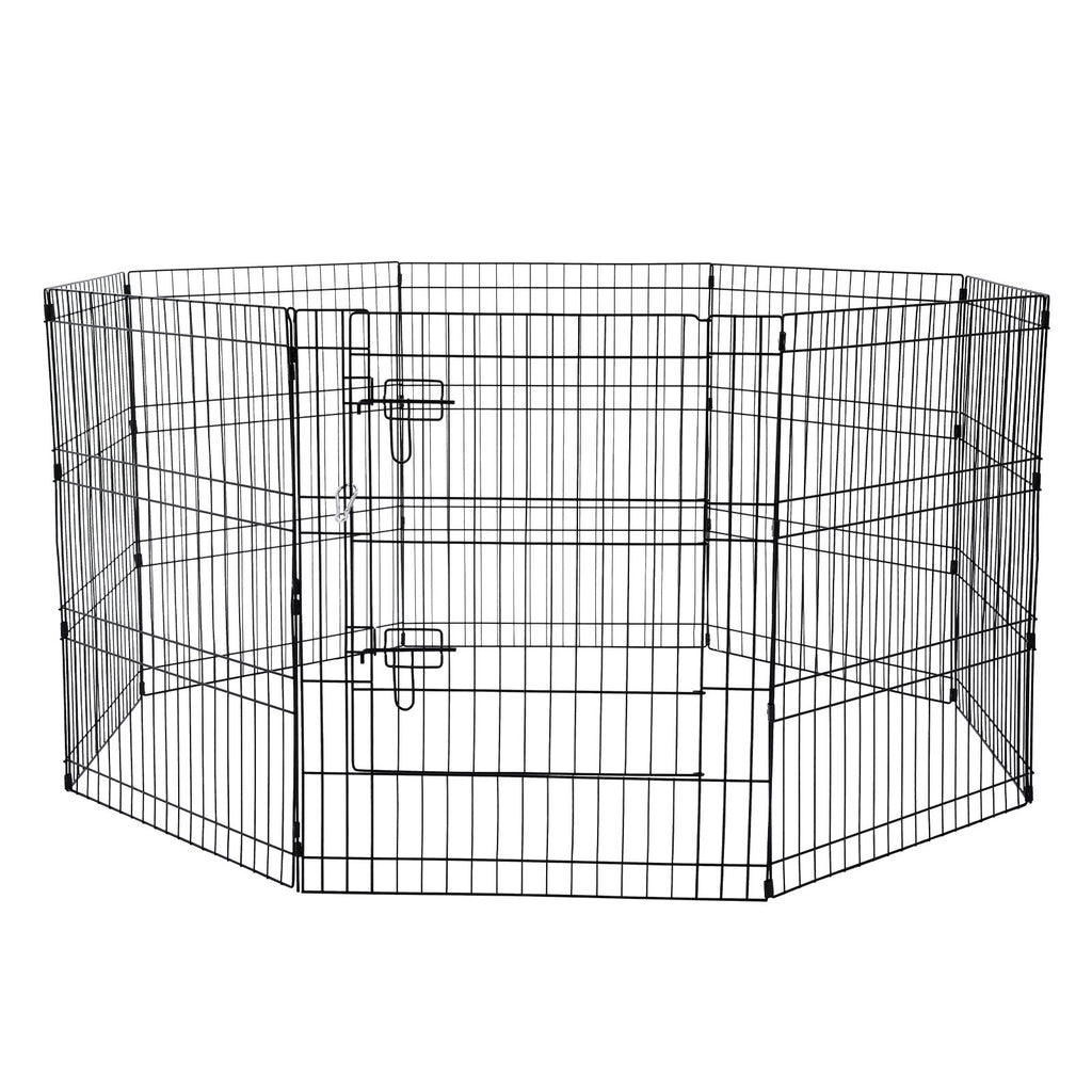 Dog Playpen, 8 Pcs 30"H x 24"W Panels Foldable Metal Pet Exercise Pen, Dog Fence Indoor and Outdoor Pen with Door, Bottom Pad and Top Cover, Pet Playpen for Dogs, Cats, Other Small Animals