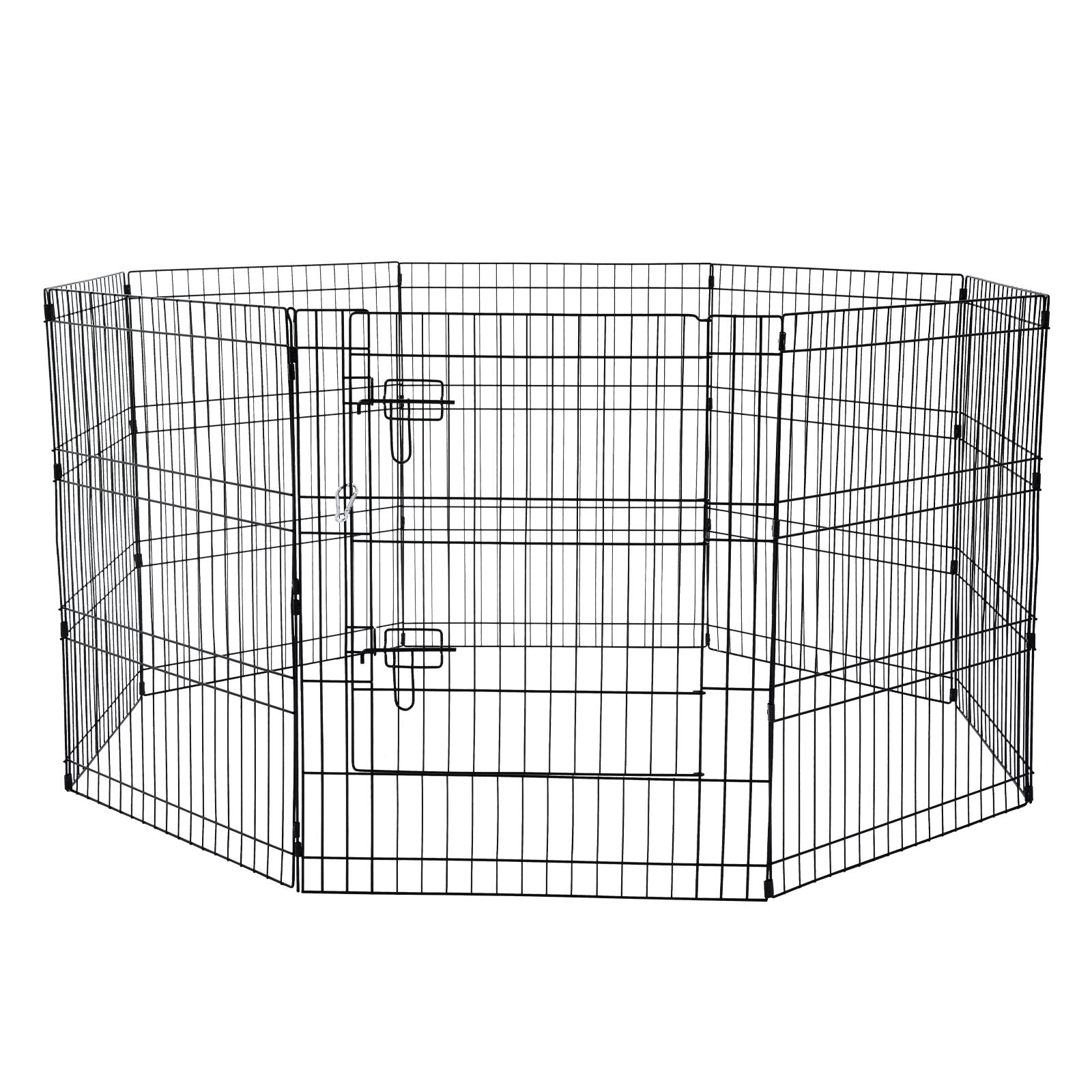 Dog Playpen, 8 Pcs 30"H x 24"W Panels Foldable Metal Pet Exercise Pen, Dog Fence Indoor and Outdoor Pen with Door, Bottom Pad and Top Cover, Pet Playpen for Dogs, Cats, Other Small Animals