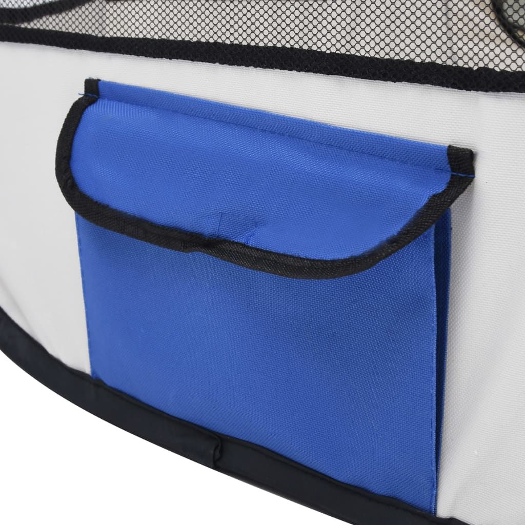 Dog Playpen Blue and cream Polyester, steel 35.4 x 35.4 x 22.8 in