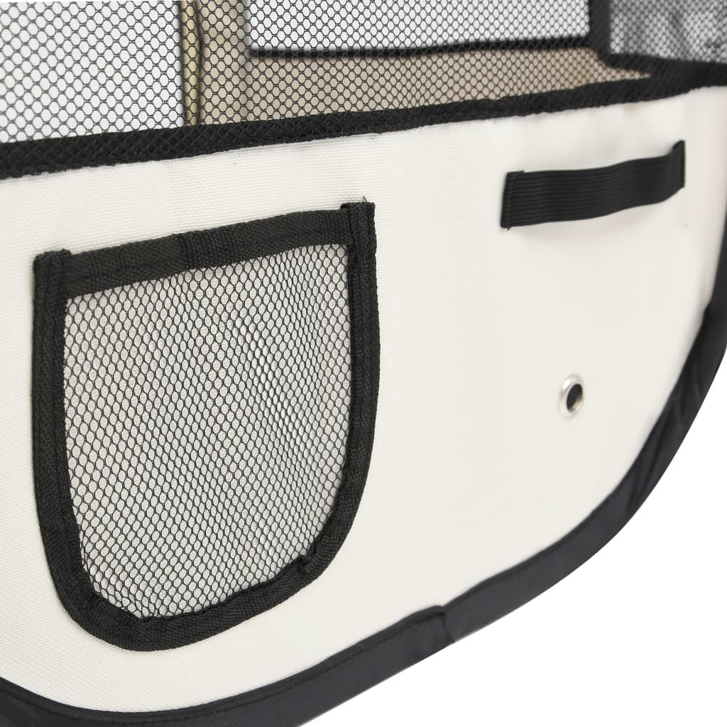 Dog Playpen Blue and Cream Polyester, Steel 43.3 x 43.3 x 22.8 in