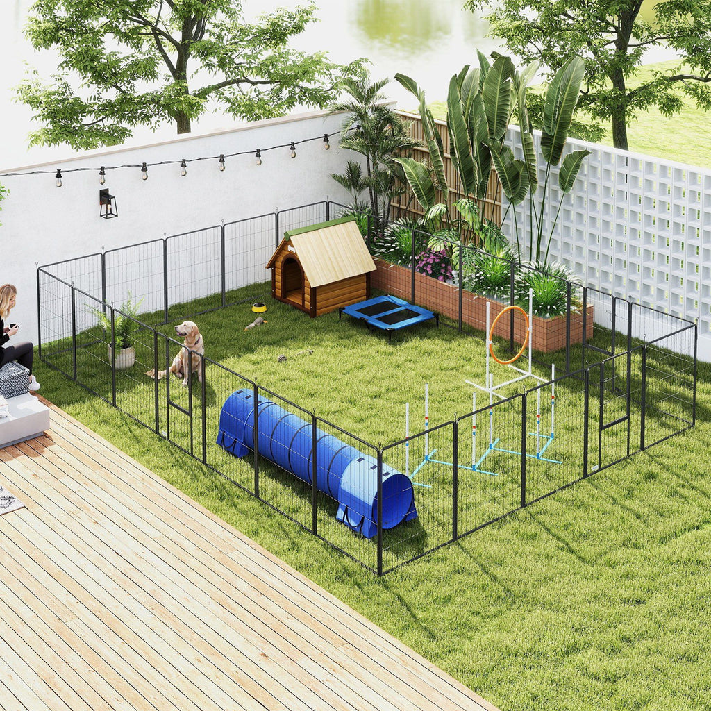 Configurable Dog Playpen with Step-Through Doors for Indoor and Outdoor Use