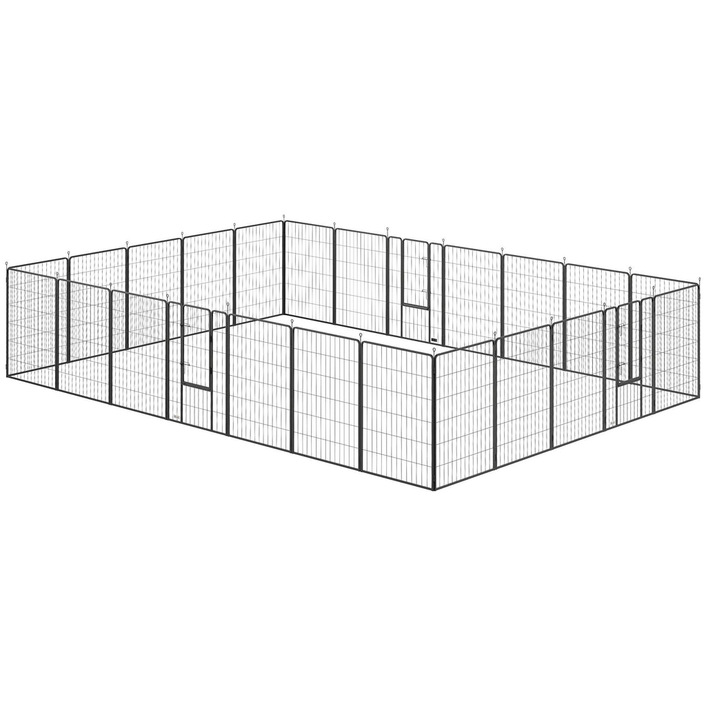Versatile 24-Panel Dog Playpen with Lockable Doors - Indoor/Outdoor