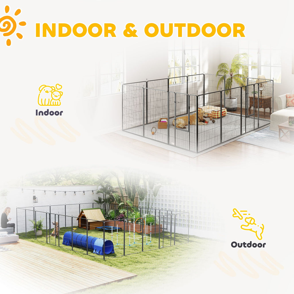 Versatile 24-Panel Dog Playpen with Lockable Doors - Indoor/Outdoor