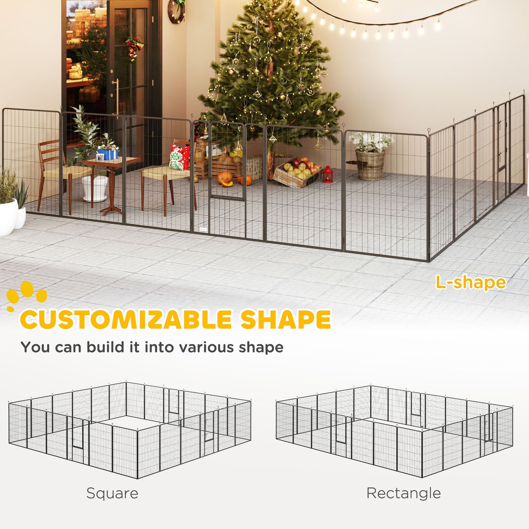 Versatile 24-Panel Dog Playpen with Lockable Doors - Indoor/Outdoor
