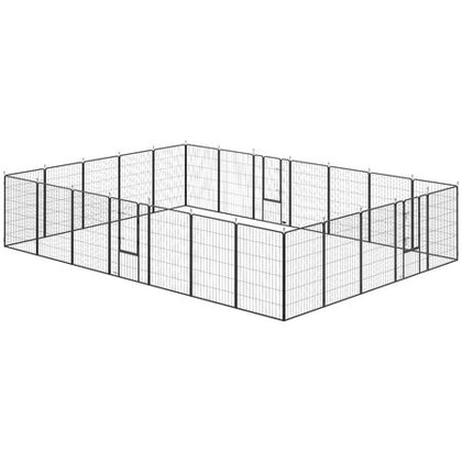 Versatile 24-Panel Dog Playpen with Lockable Doors - Indoor/Outdoor
