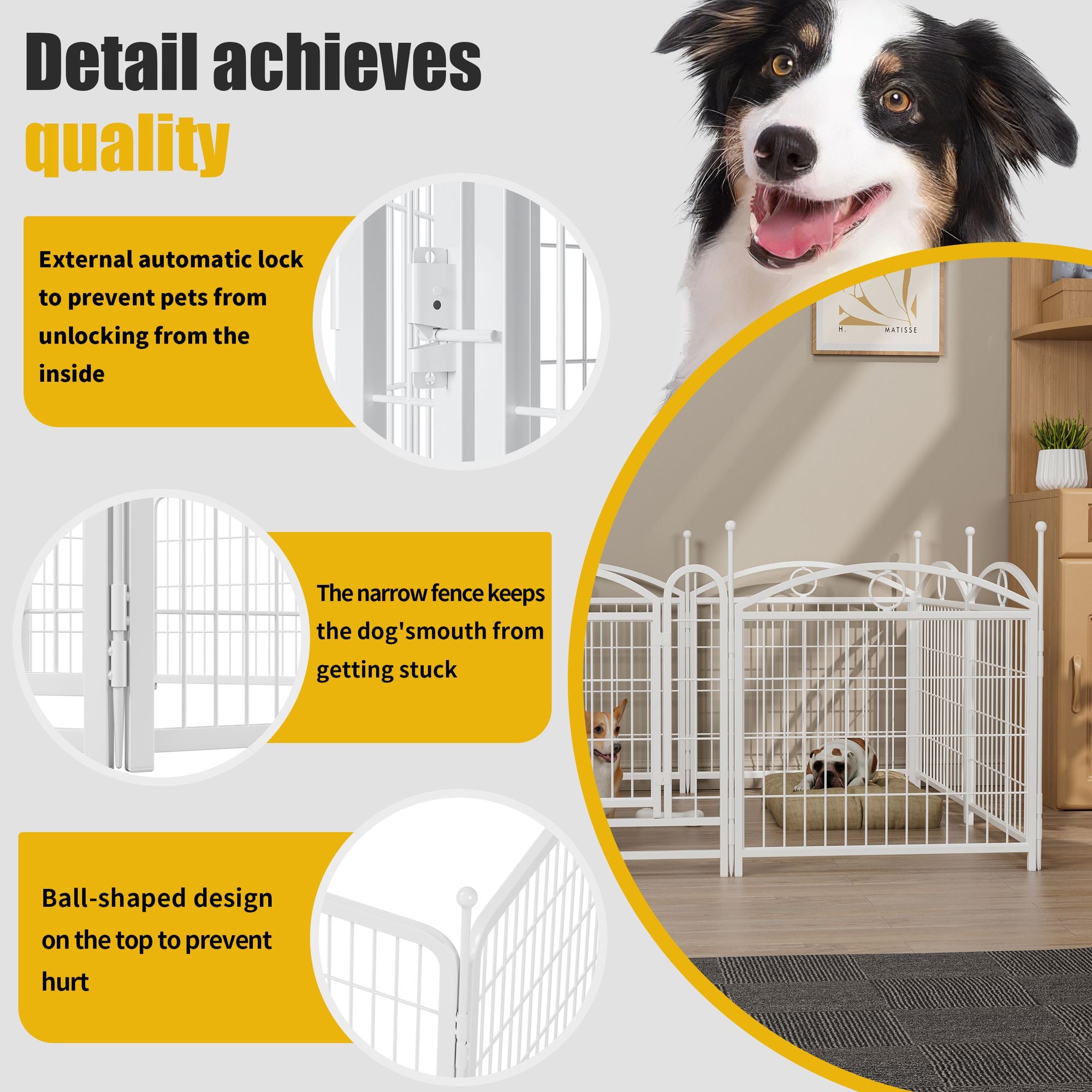 Give Your Pup a Spacious Kingdom: 24" Metal Playpen for Indoor & Outdoor Fun