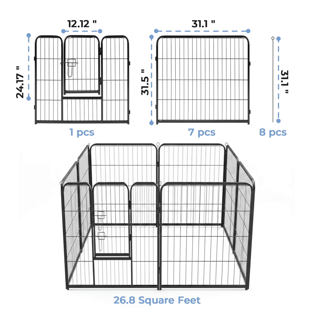 Dog Playpen Indoor Fence Height structured Exercise Pen with Door Small Puppy/Medium/Large Dogs Animal Pe