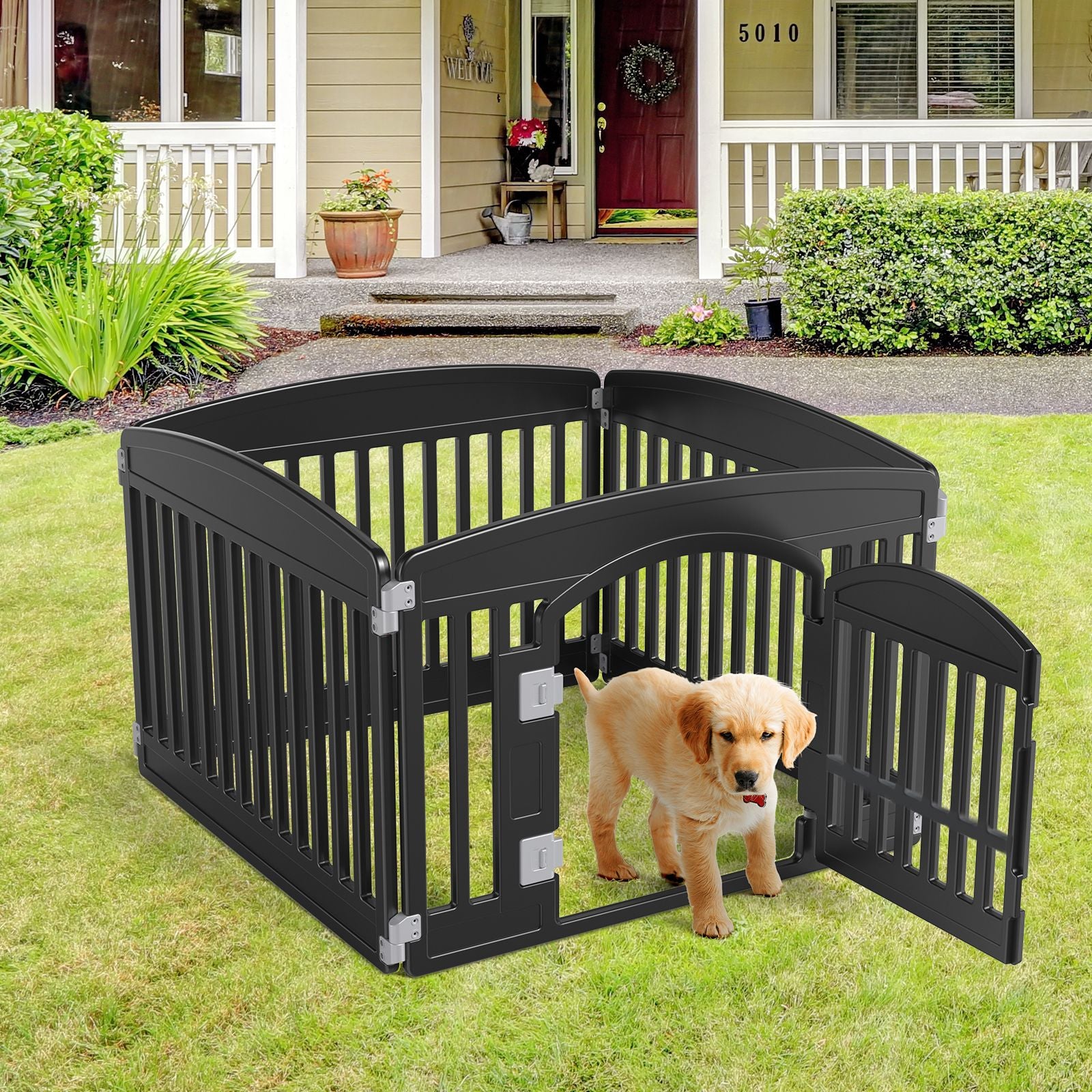 Dog Playpen Safe & Secure Indoor/Outdoor Pet Fence | Folding & Portable | Ideal for Small to Medium Dogs | Easy to Clean