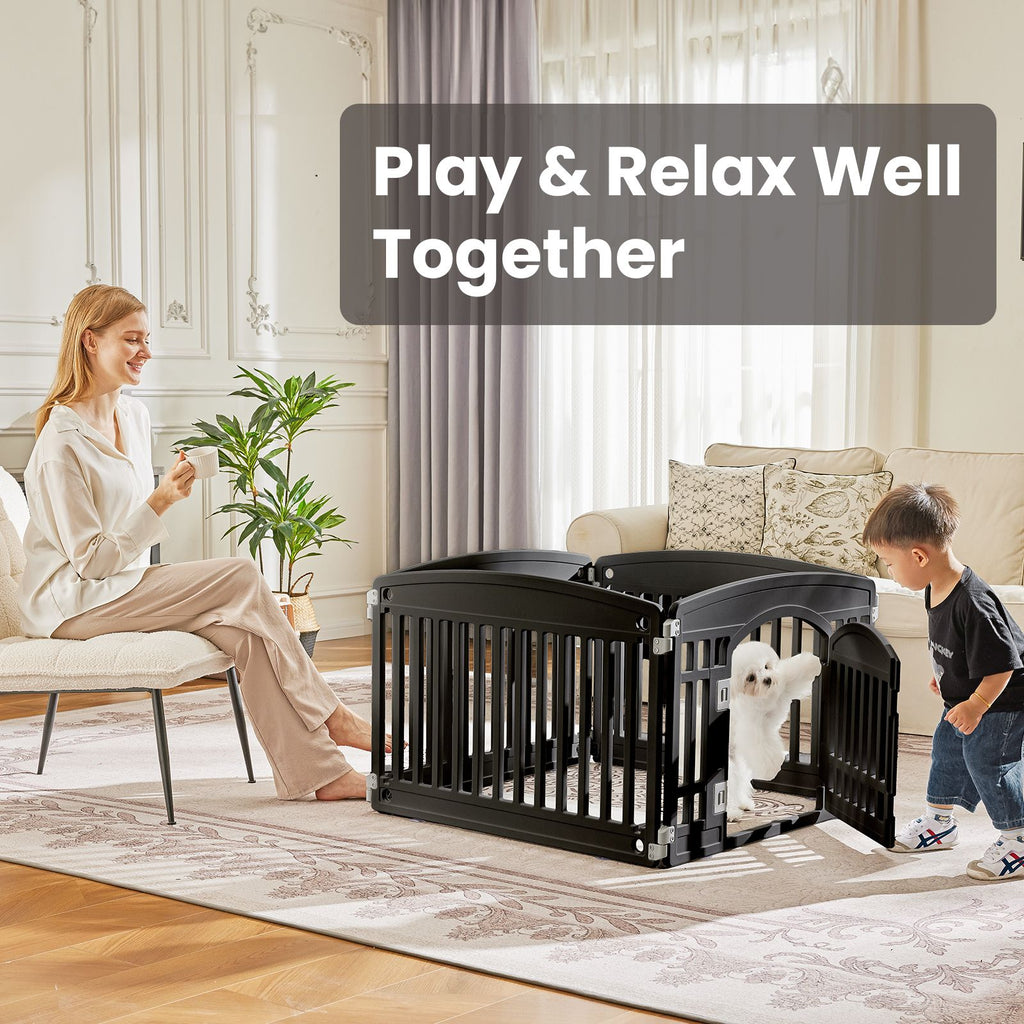 Dog Playpen Safe & Secure Indoor/Outdoor Pet Fence | Folding & Portable | Ideal for Small to Medium Dogs | Easy to Clean