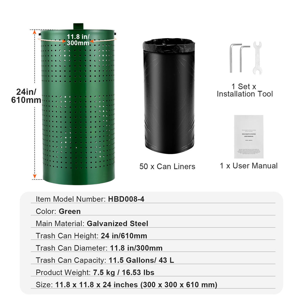 Never Stinky Again: 11.5-Gallon Dog Poop Trash Can with Lid & 50 Bags