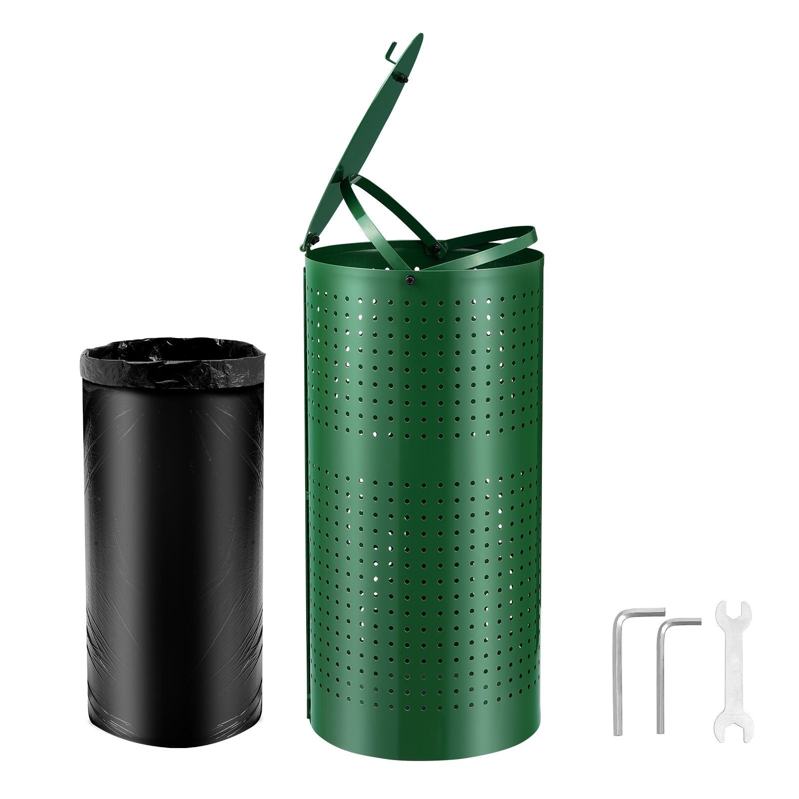 Dog Poop Trash Can with 50 Liner Bags, 11.5 Gallons Outdoor Dog Waste Bin with Lid & Liner Clip for Pet Waste Station, Dog Waste Disposal Container for Garden Backyard Park