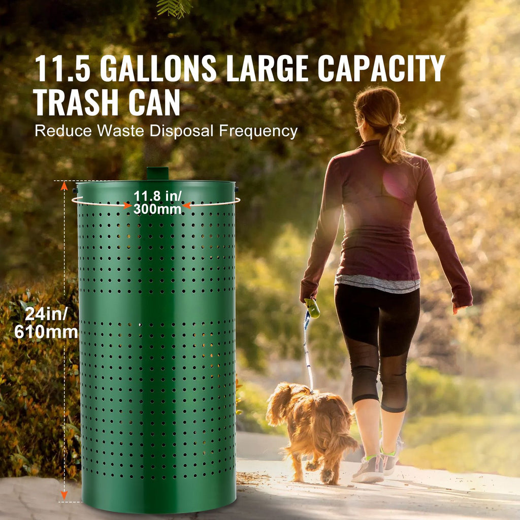 Dog Poop Trash Can with 50 Liner Bags, 11.5 Gallons Outdoor Dog Waste Bin with Lid & Liner Clip for Pet Waste Station, Dog Waste Disposal Container for Garden Backyard Park