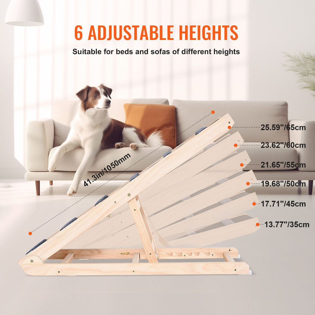 Help Your Pet Climb Safely with the VEVOR Adjustable Wooden Dog Ramp