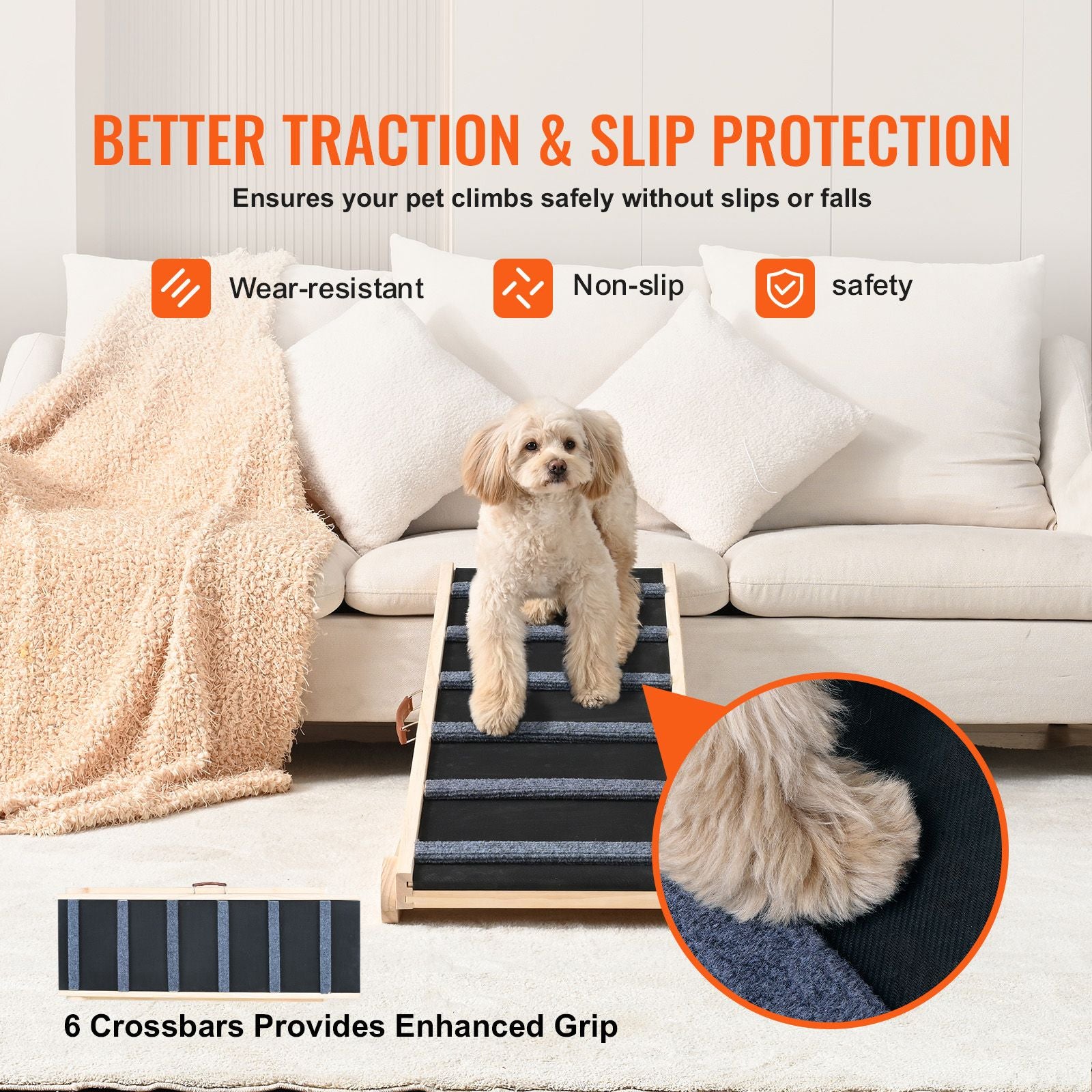 Help Your Pet Climb Safely with the VEVOR Adjustable Wooden Dog Ramp