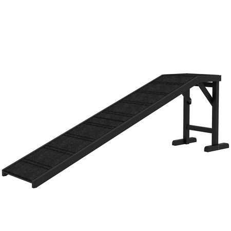 Dog Ramp w/ Non-Slip Carpet and Top Platform, 74" x 16" x 25", Black – image 1