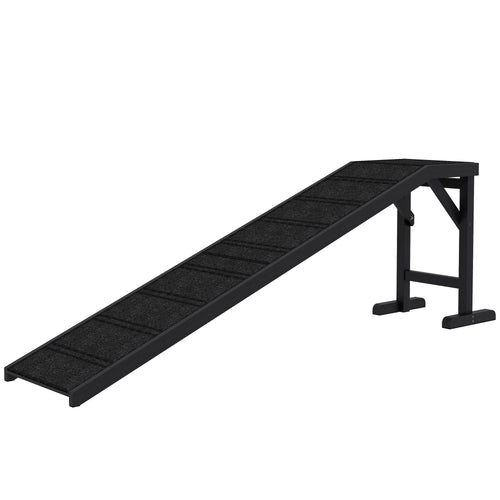 Dog Ramp w/ Non-Slip Carpet and Top Platform, 74" x 16" x 25", Black – image 2