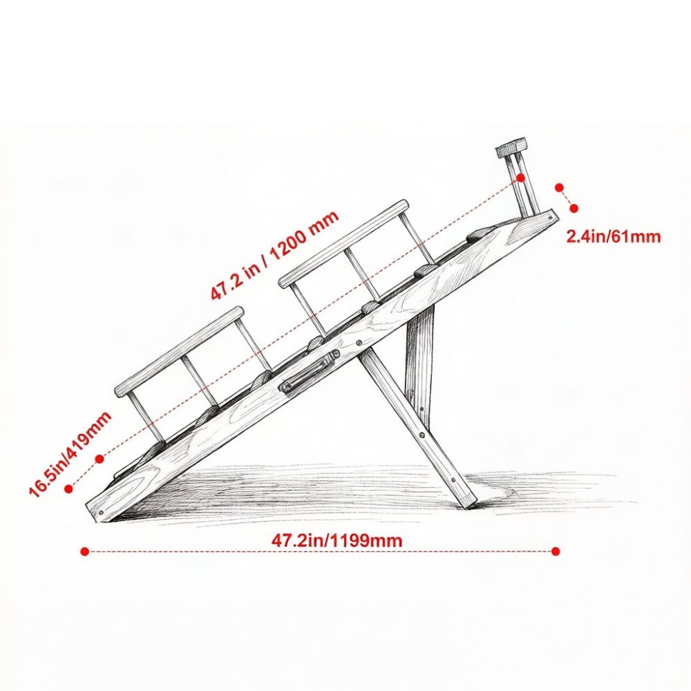 Dog Ramp with Non-Slip and Adjustable Height 47.2 X 16.5 X 2.4 in