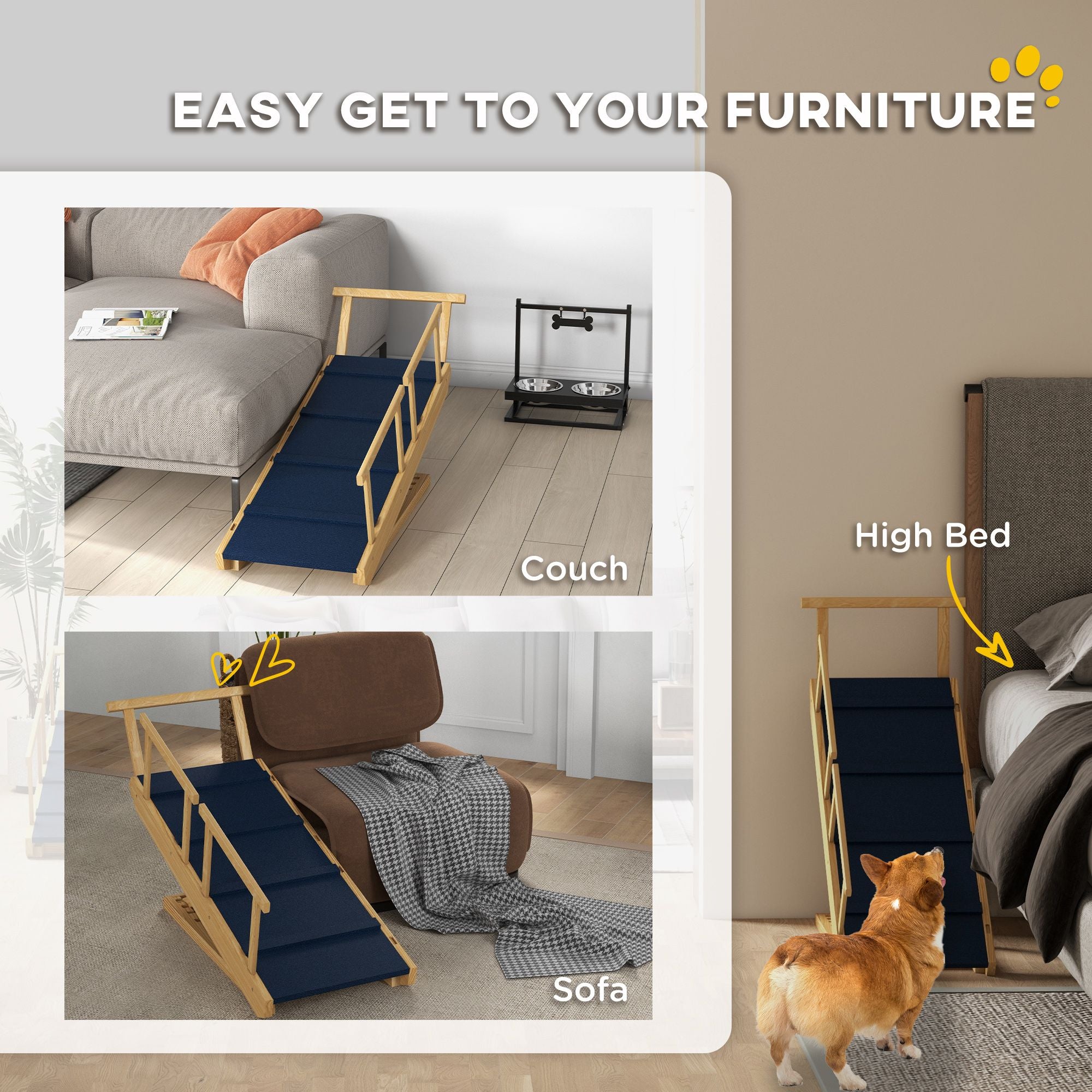 Help Your Dog Up Safely with an Adjustable, Foldable Ramp