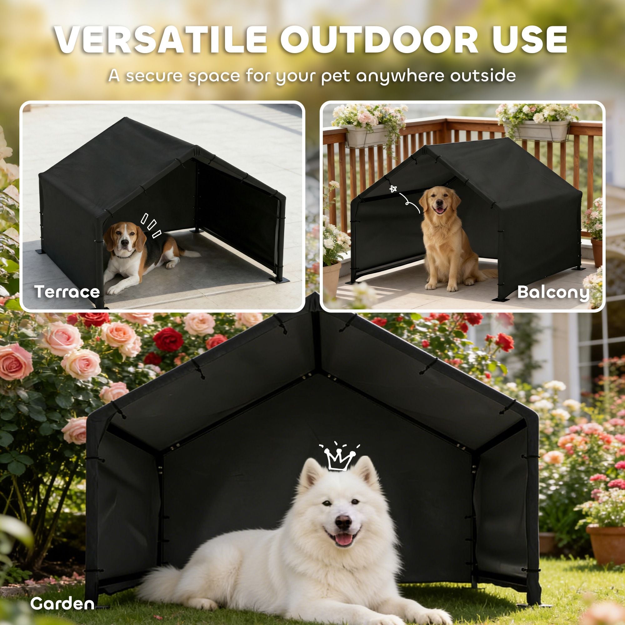 Outdoor Dog Shade Shelter with Weather Protection Canopy