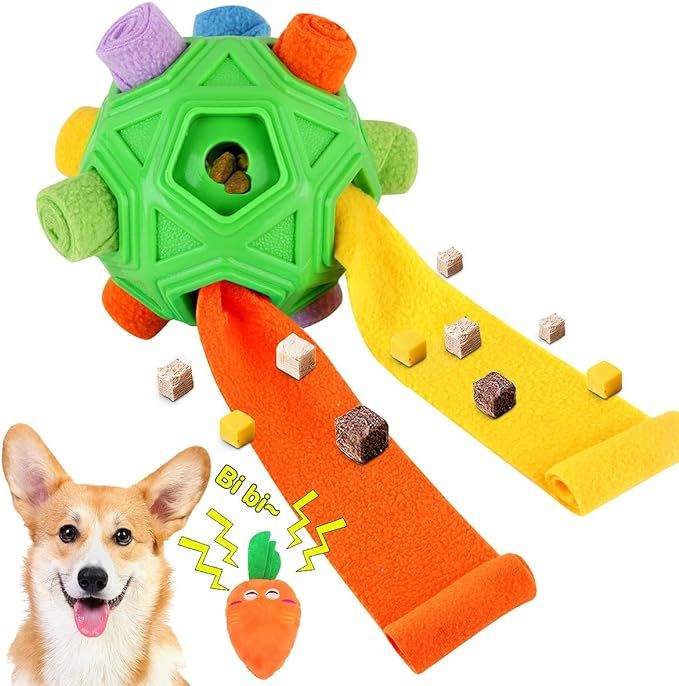 Engage Your Dog's Natural Instincts with the Snuffle Ball & Squeaky Carrot Toy