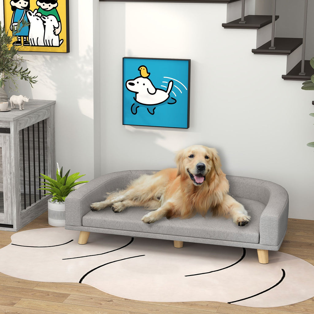 Elevated Dog Sofa Bed with Washable Cushion and MDF Frame