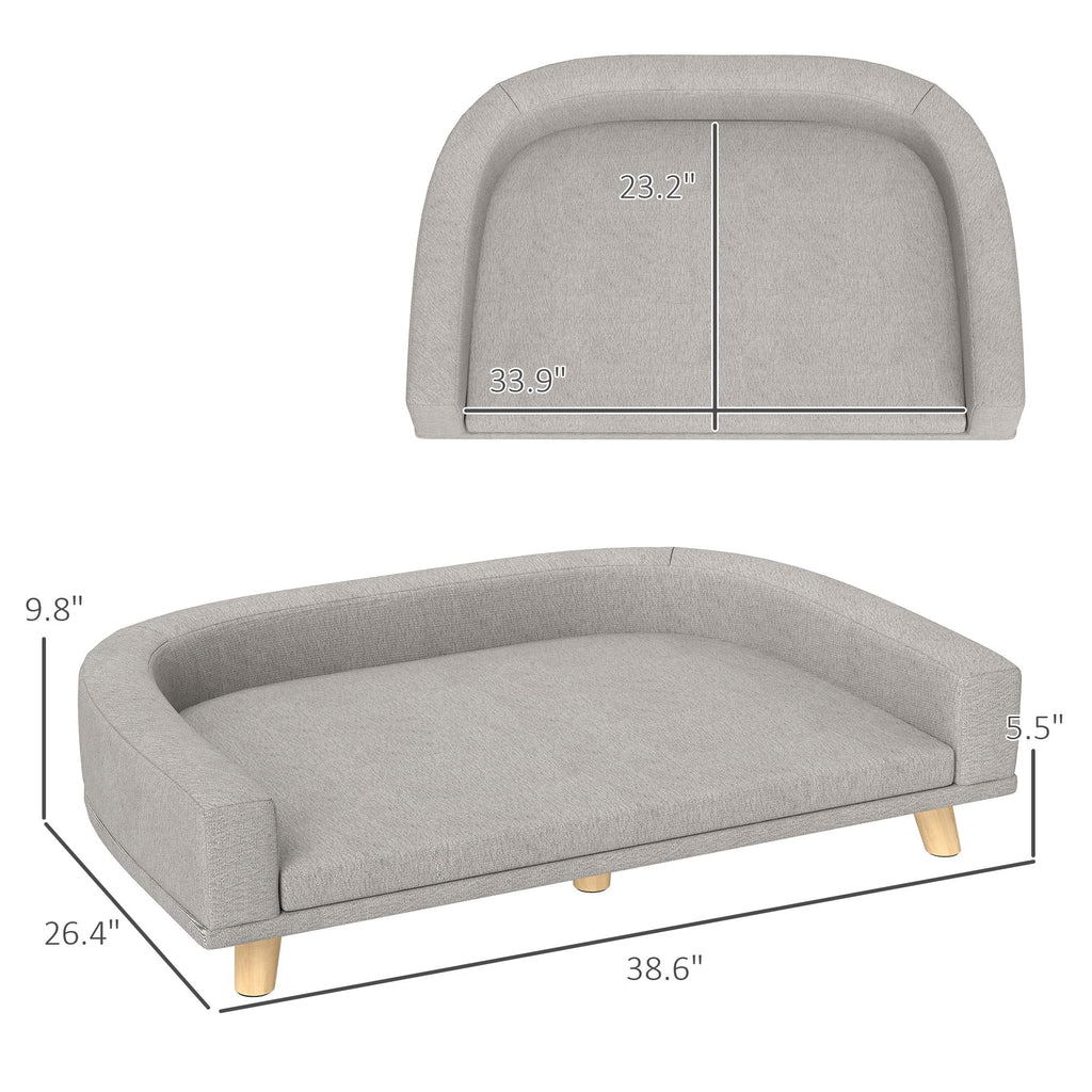 Elevated Dog Sofa Bed with Washable Cushion and MDF Frame