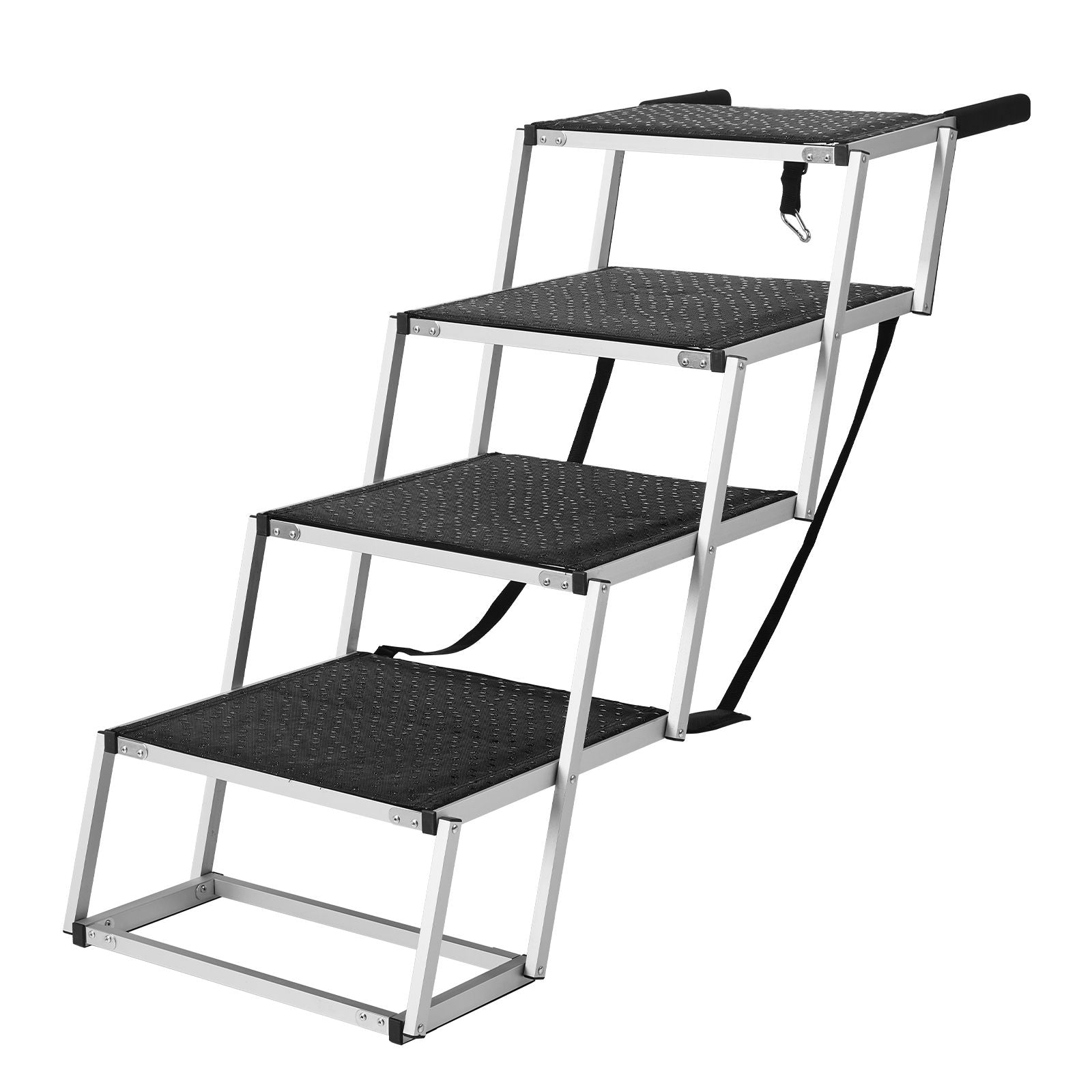 Dog Stair for Cars, Wide 4-step Dog Car Steps, Folding Dog Car Ramp with Nonslip Surface, Portable Pet Steps Lightweight Aluminum for Car, SUV and Truck, Supports up to 250 lbs