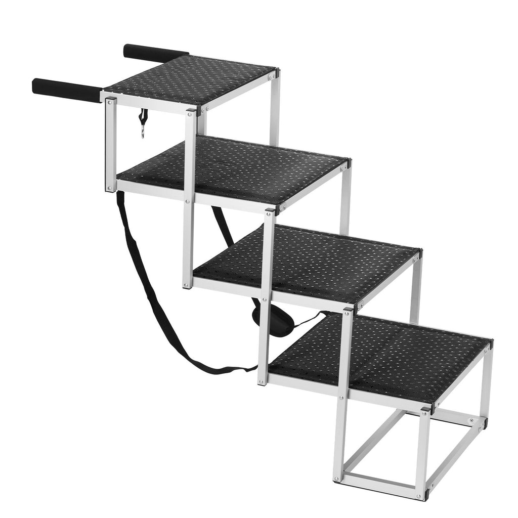 Dog Stair for Cars, Wide 4-step Dog Car Steps, Folding Dog Car Ramp with Nonslip Surface, Portable Pet Steps Lightweight Aluminum for Car, SUV and Truck, Supports up to 250 lbs
