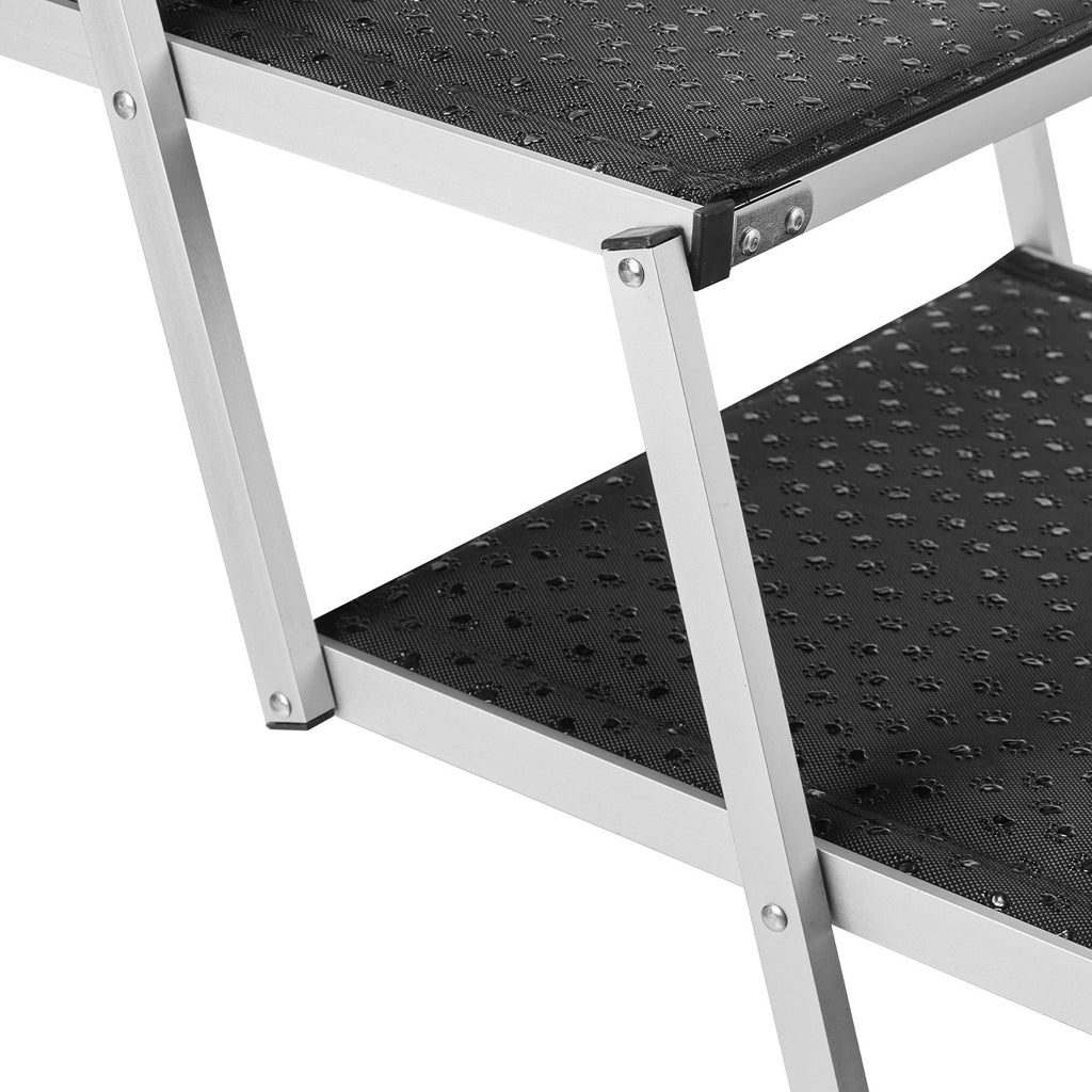 Dog Stair for Cars, Wide 4-step Dog Car Steps, Folding Dog Car Ramp with Nonslip Surface, Portable Pet Steps Lightweight Aluminum for Car, SUV and Truck, Supports up to 250 lbs
